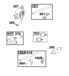 Fuel Supply Group Diagram and Parts List for 40T877-0015-B5  Briggs and Stratton Engine